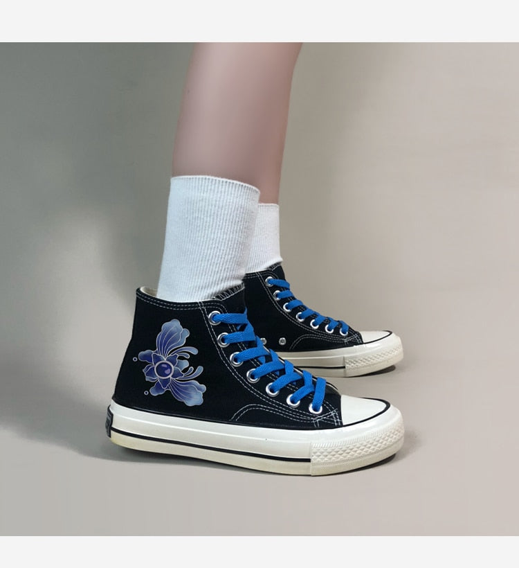 Blue Flower Converse-like Sneakers