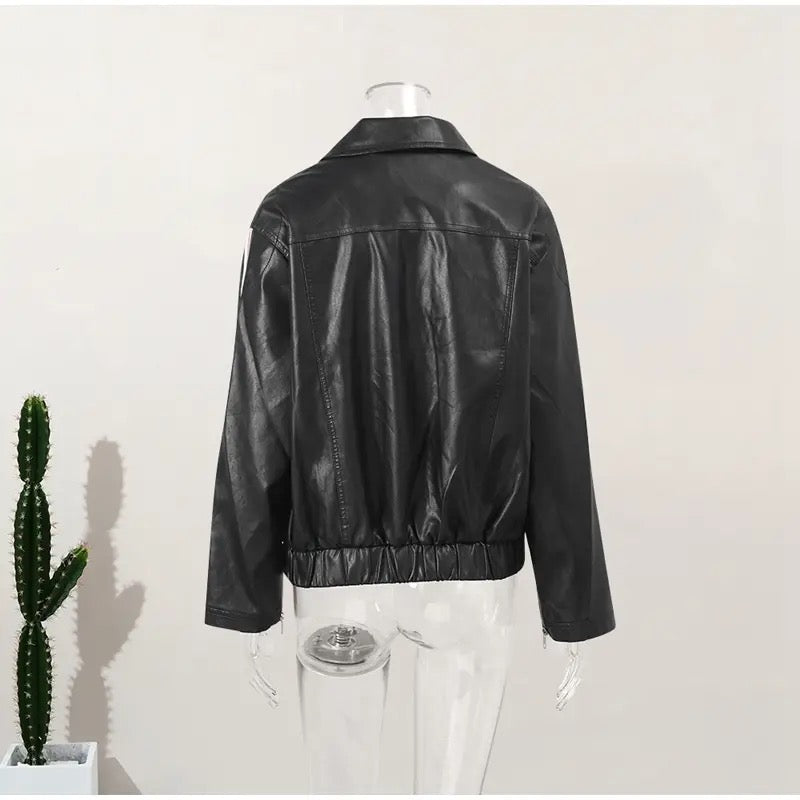 Bow leather jacket (متوفر لونين)
