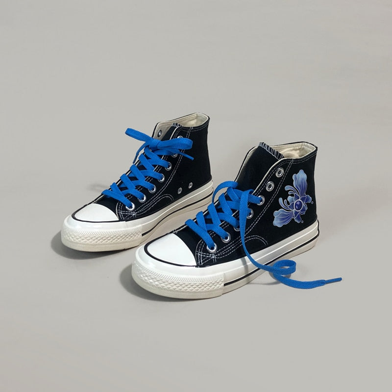 Blue Flower Converse-like Sneakers