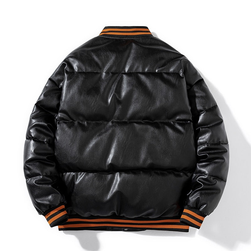Casual Faux Leather Bomber Jacket
